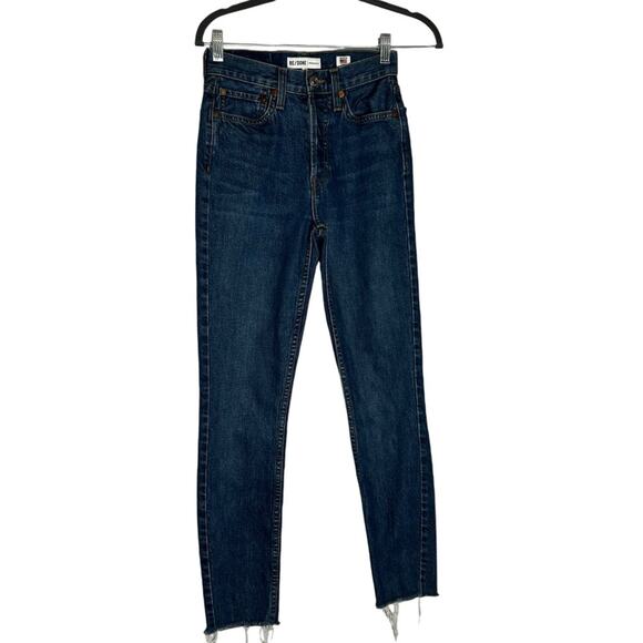 Re/Done Raw Hem Hidden Button Fly Slim Jeans Size 24 - Picture 1 of 7